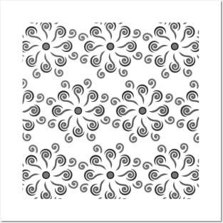 Swirl floral pattern Posters and Art